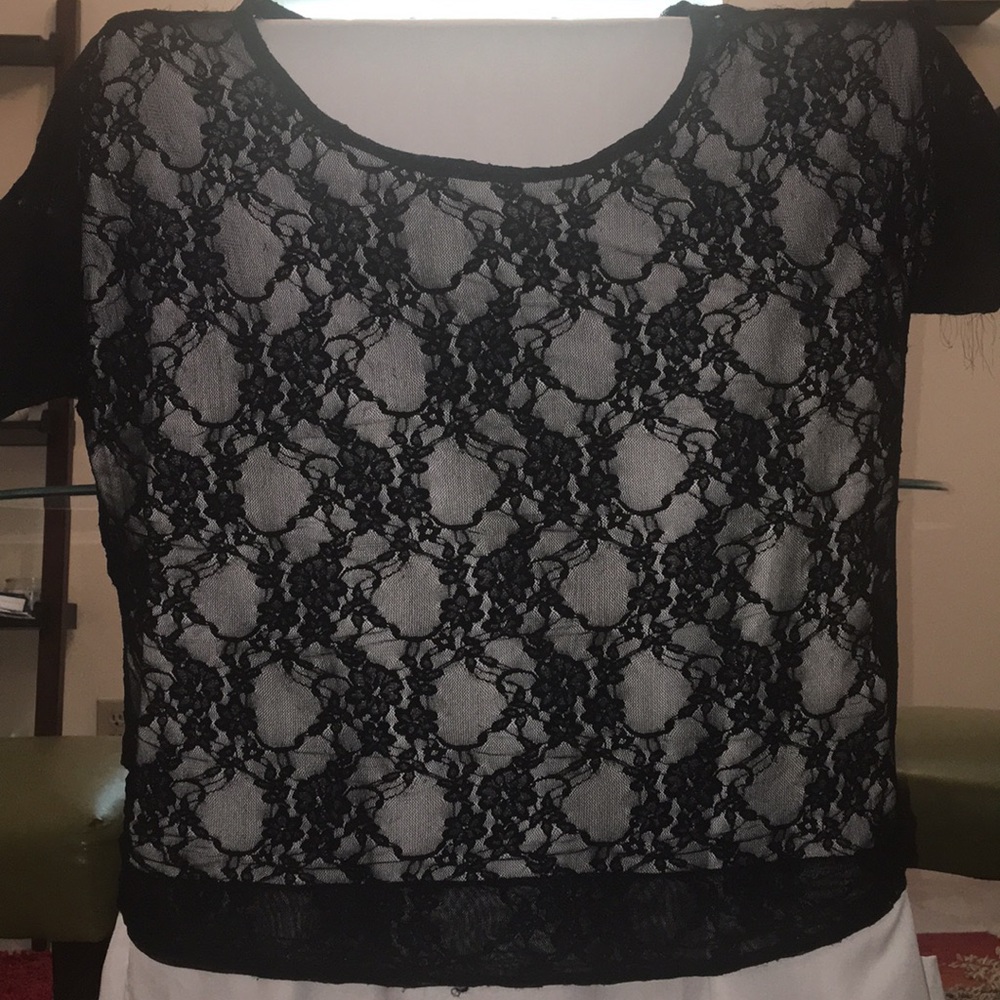 EXPRESS Sheer Black Lace top